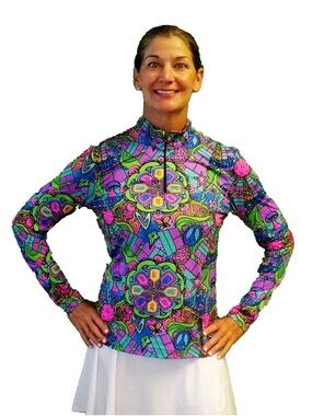Pickleball Bella Groovy 1/4 Zip Long Sleeve Pullover | sz L